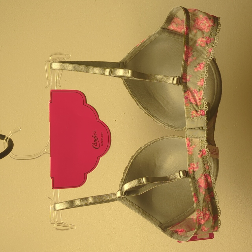 36C Candies Floral Push Up Bra Pink Gray Nwt - Picture 2 of 5